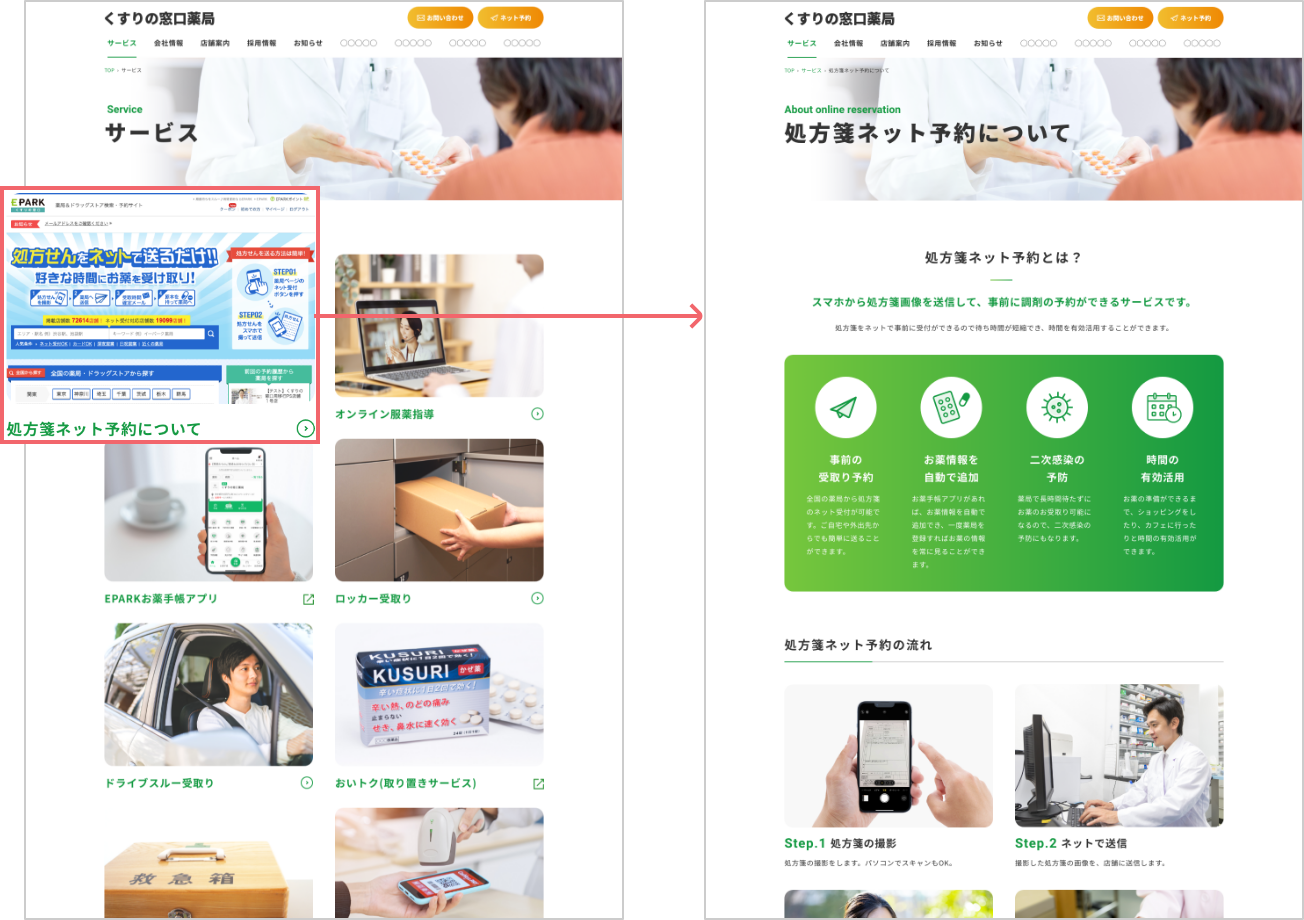 自社ＨＰサイト内でサービスの説明